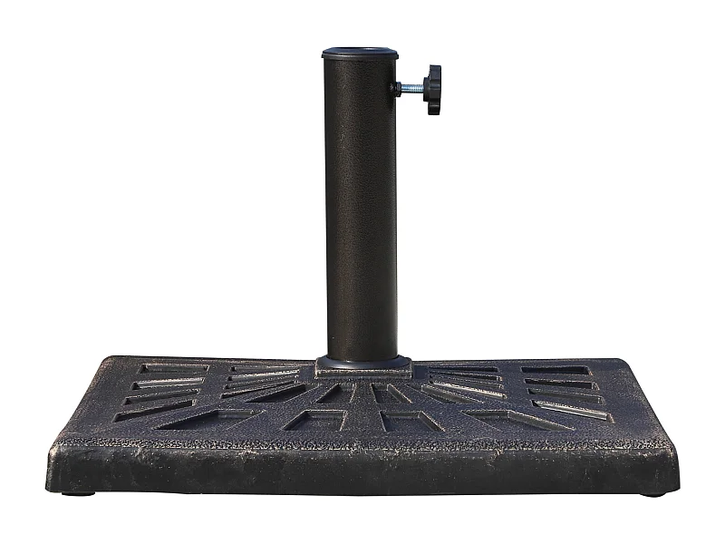 Hars parasolstandaard, 15 kg, met verstelbare schroeven, voor Ø38/48mm palen, zwart (47x47x32 cm)