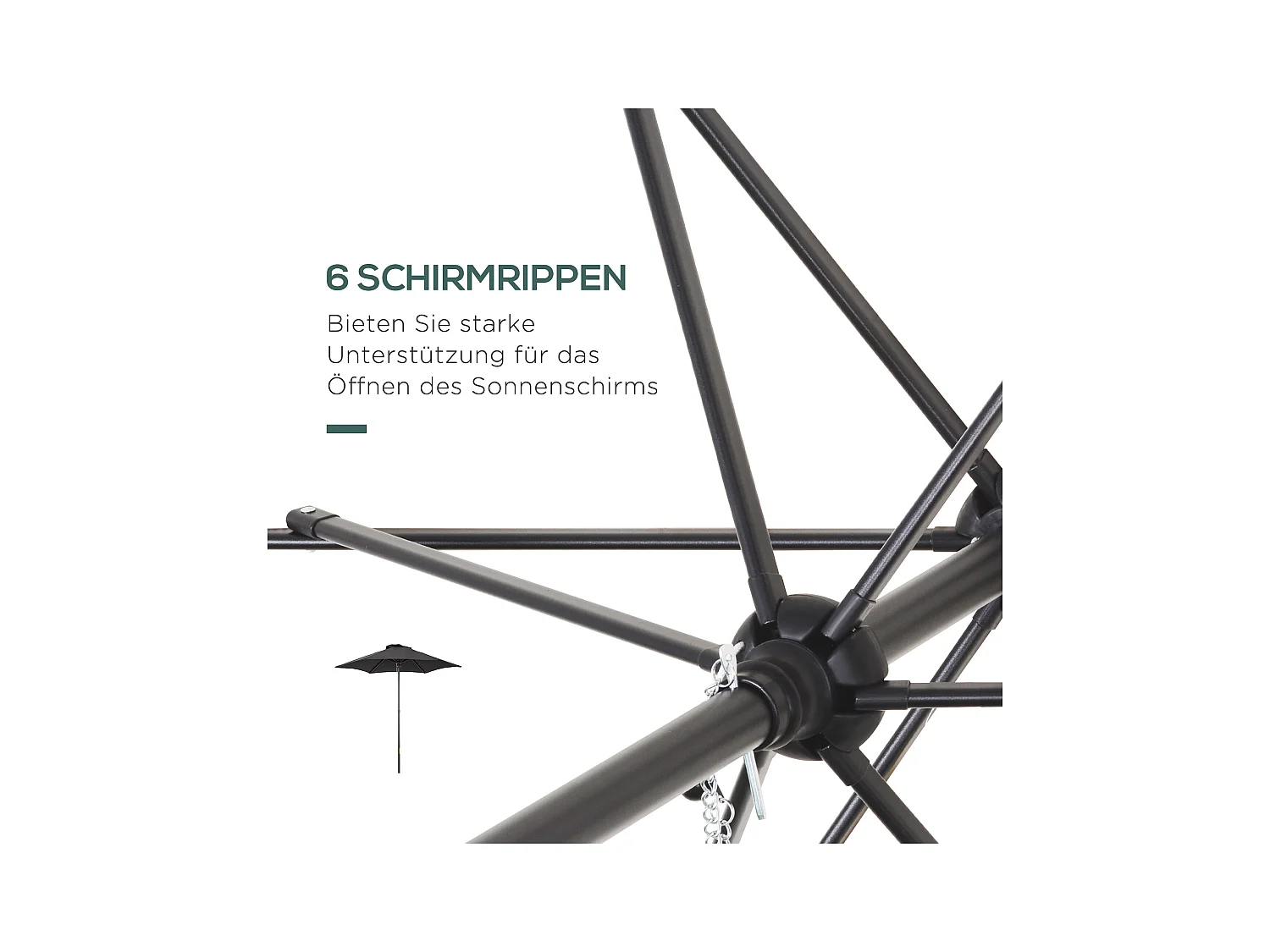 Achthoekige draaibare parasol met kantelfunctie, aluminium frame, zwart (Ø196x196x204 cm)