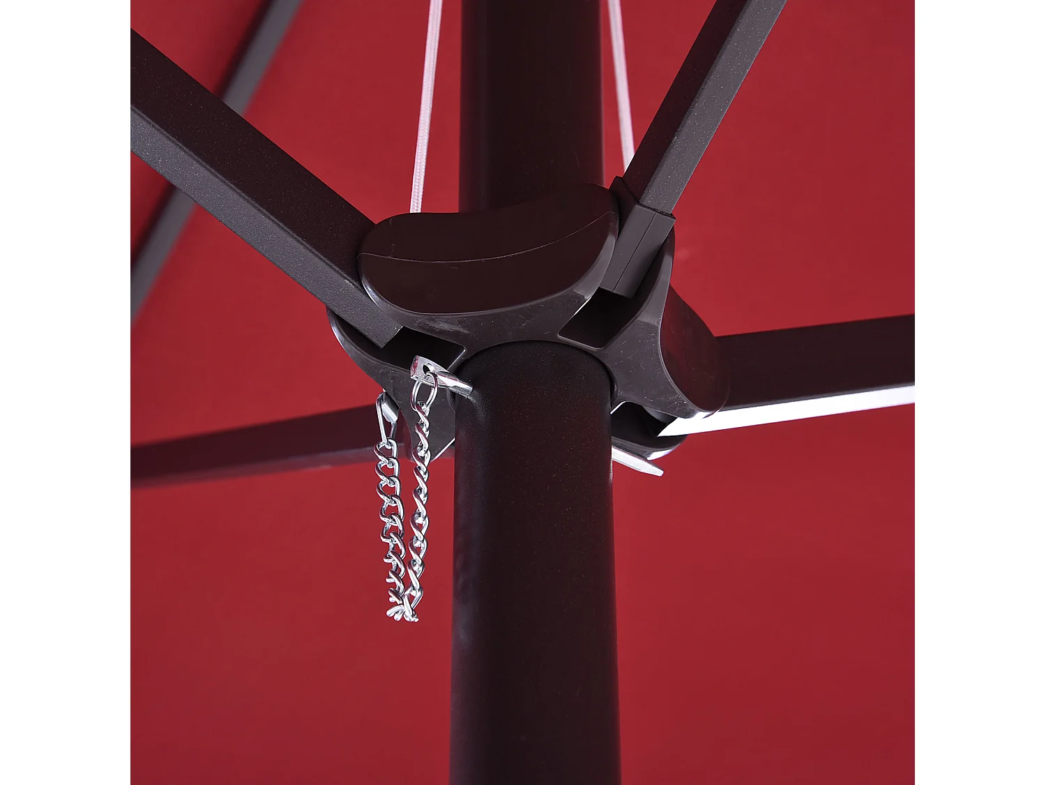 Dubbele parasol, 455x270 cm, met slinger, polyester, staal, wijnrood (460x270x240 cm)