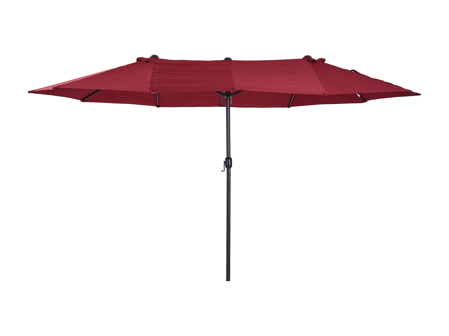 Parasol double, 455x270 cm, avec manivelle, polyester, acier, rouge vin (460x270x240 cm)
