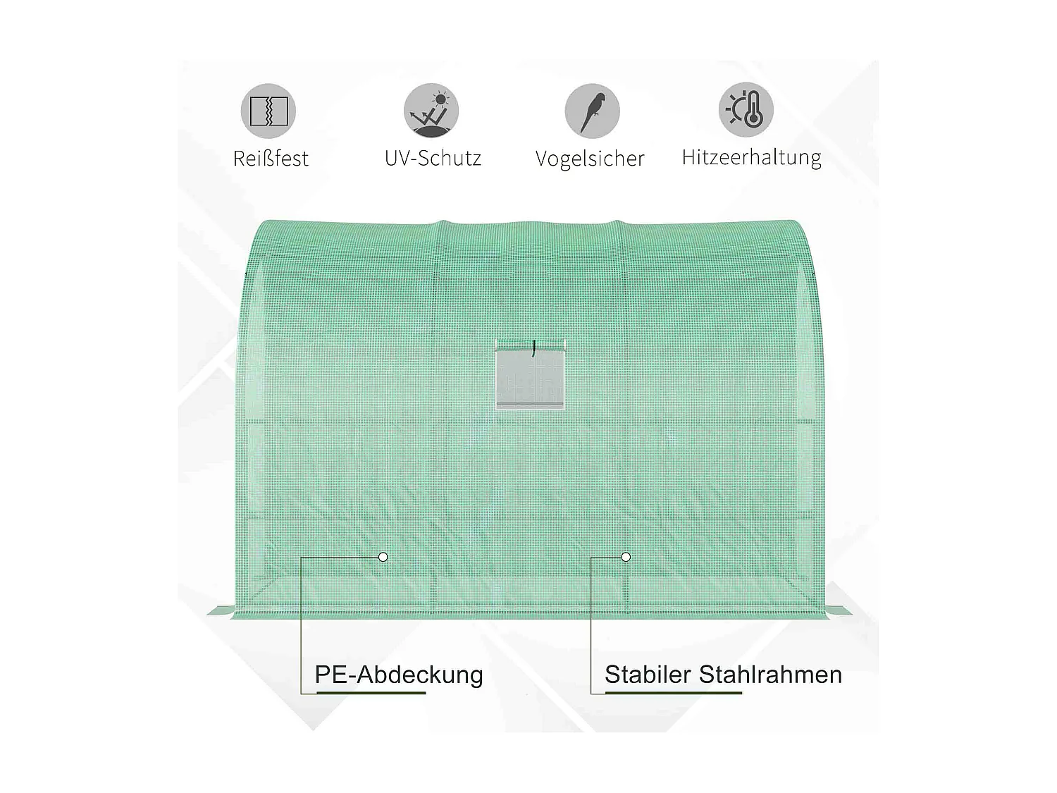 Tuinkas met planken en ramen, versterkte kunststof kas, staal, groen, monteerbaar, voor balkon, tuin, tomaten en planten (300x150x213 cm)