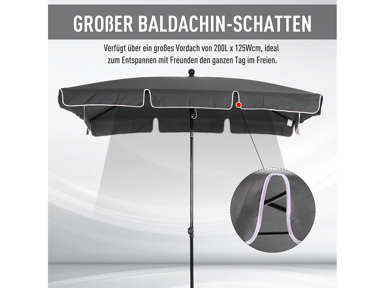Kantelbare parasol, tuin en balkon, aluminium, grijs (198x130x245 cm)