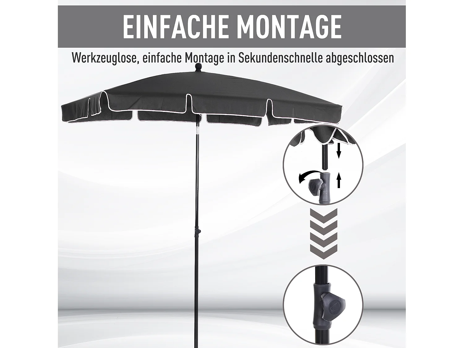 Kantelbare parasol, tuin en balkon, aluminium, grijs (198x130x245 cm)