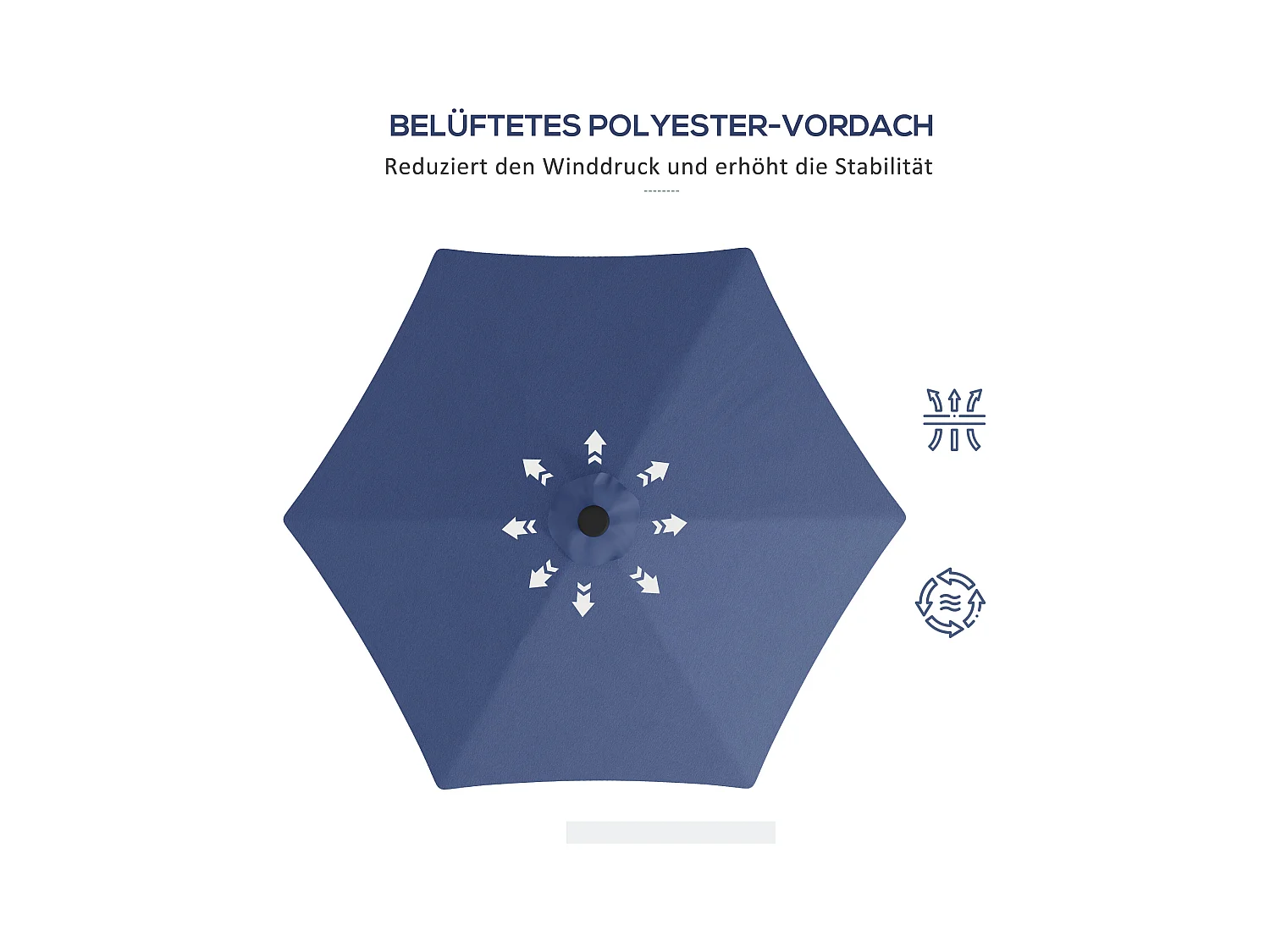 Zonne-zweefparasol met LED, staal, donkerblauw, Ø290x260 cm, met gekruiste voet (55-60 kg)
