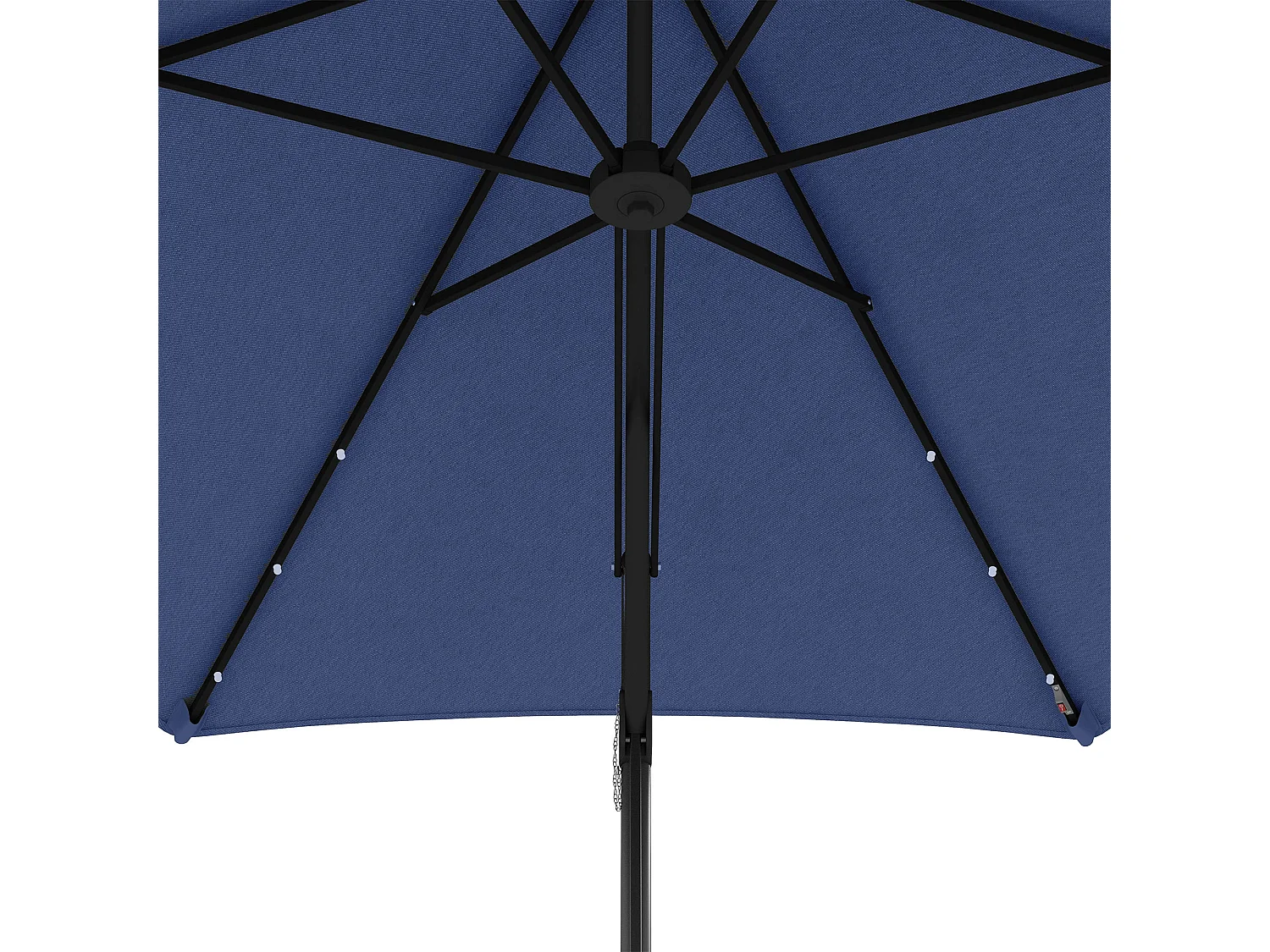 Parasol solar voladizo con LED, acero, azul oscuro, Ø290x260 cm, con base en cruz (55-60 kg)