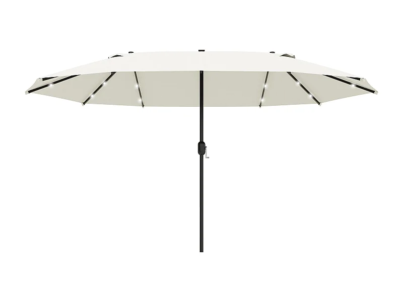 Dubbele parasol met solar LED, slinger, metalen frame, crème (440x256x240cm)