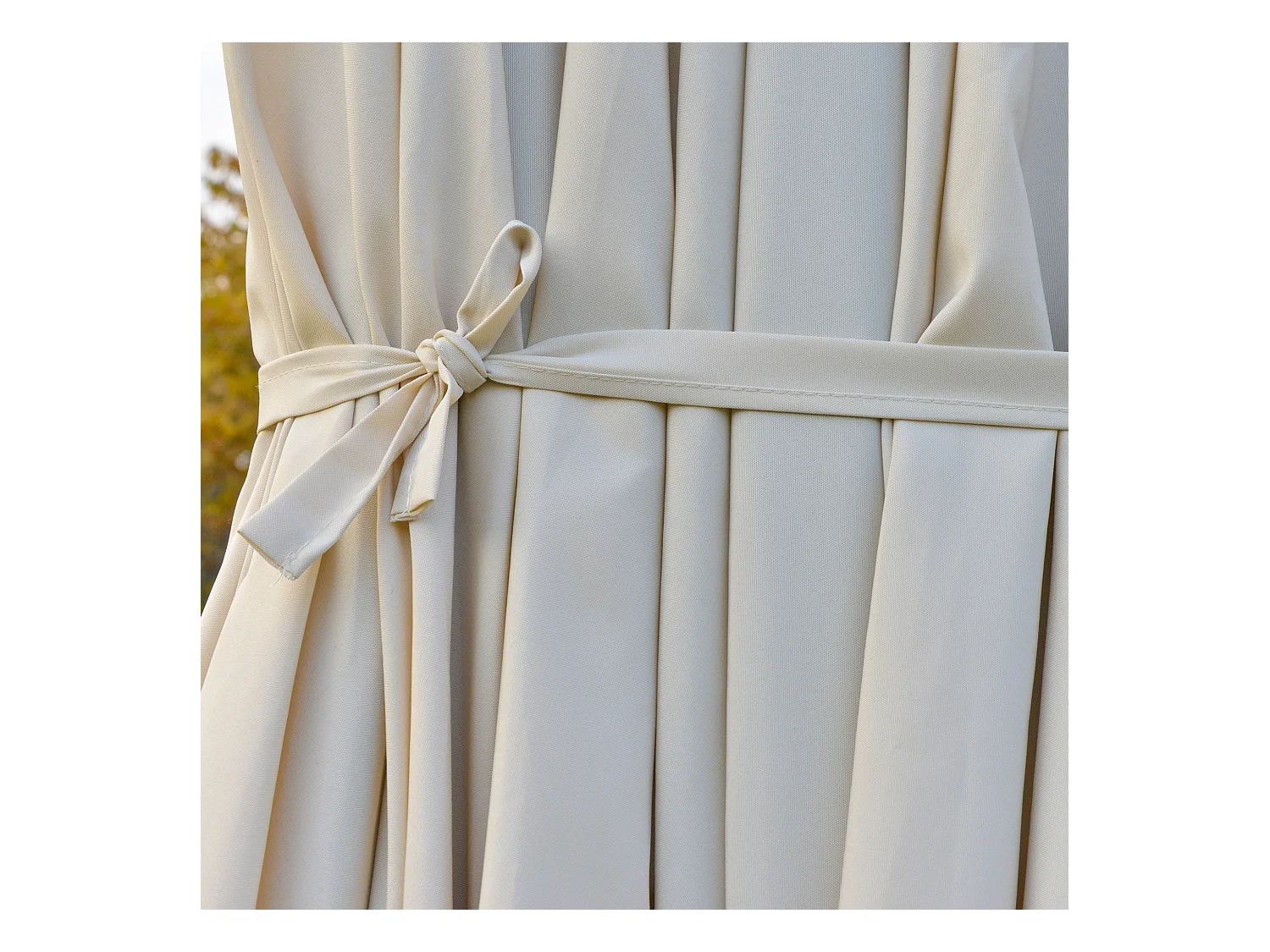 Dubbele parasol met solar LED, slinger, metalen frame, crème (440x256x240cm)