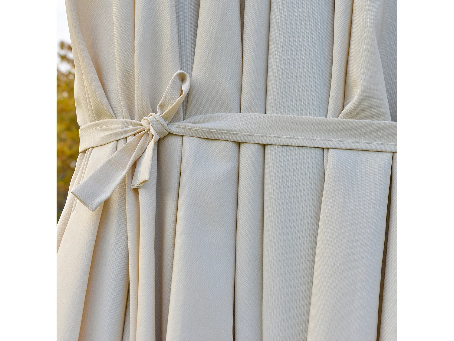 Parasol doble con LED solar, manivela, estructura de metal, color crema (440x256x240cm)