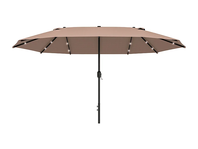 Dubbele parasol met LED, 440 x 260 cm, metaal, kaki, (440x260x240 cm)