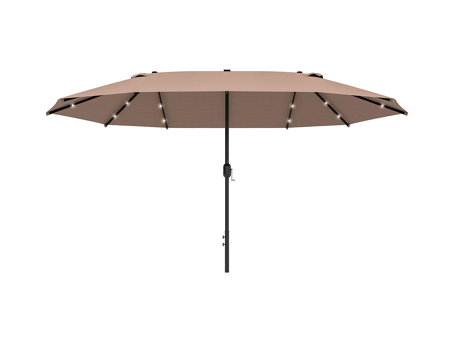 Dubbele parasol met LED, 440 x 260 cm, metaal, kaki, (440x260x240 cm)