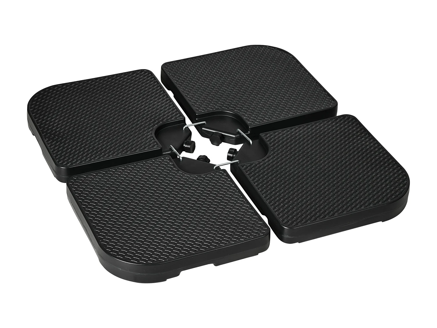 Gewichten voor zweefparasol, 4 stuks, vulbaar met 80 kg zand of 60 kg water, HDPE, zwart (100x100x8 cm)