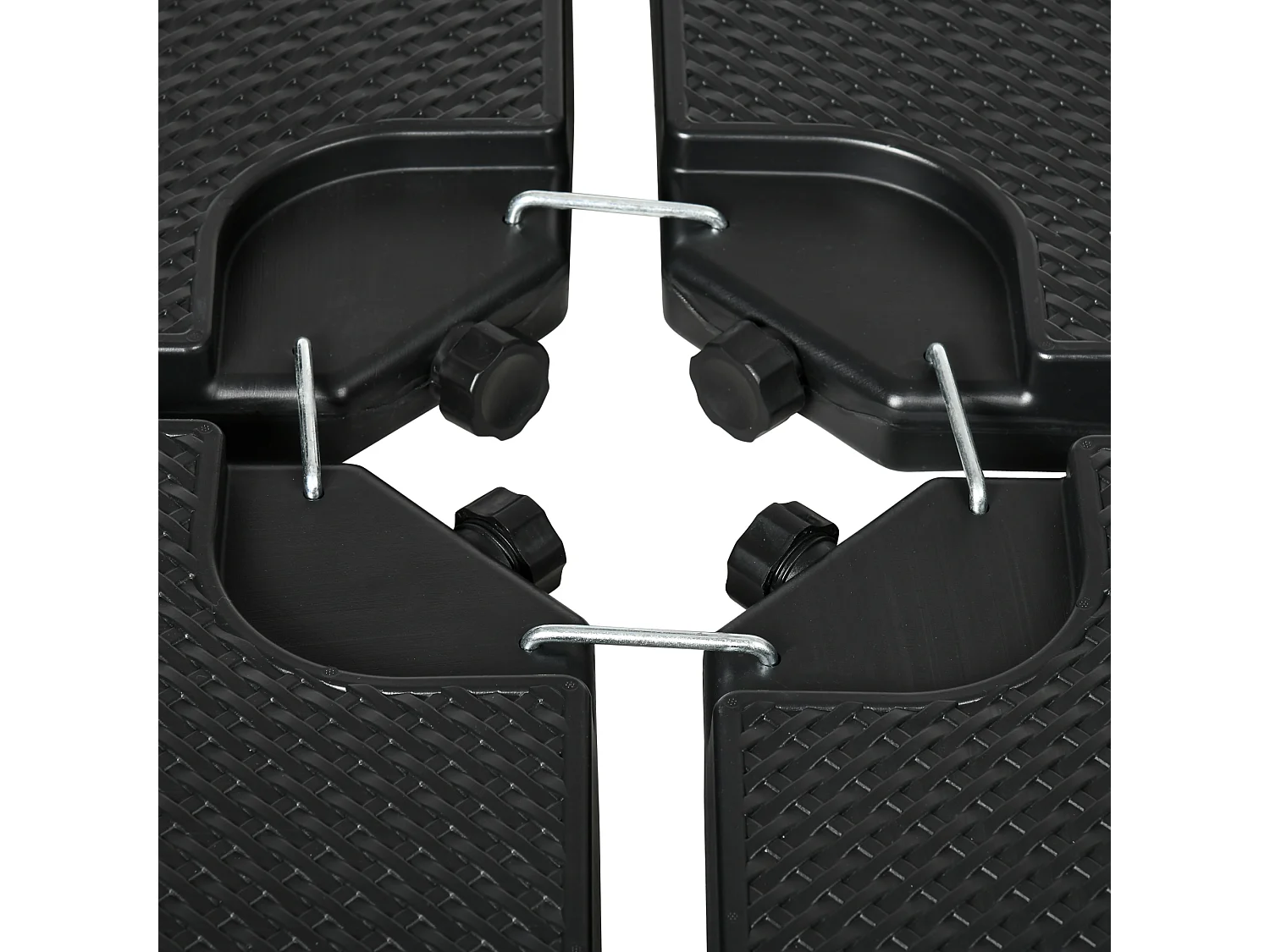 Gewichten voor zweefparasol, 4 stuks, vulbaar met 80 kg zand of 60 kg water, HDPE, zwart (100x100x8 cm)