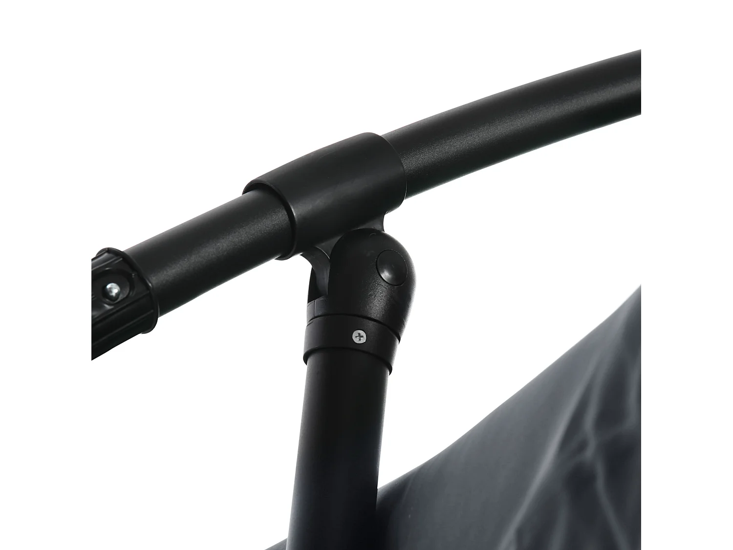 Zwenkbare parasol met slinger en klamboe, 360° draaibaar, voor 8 personen, staal en polyester, donkergrijs (295x295x242 cm)