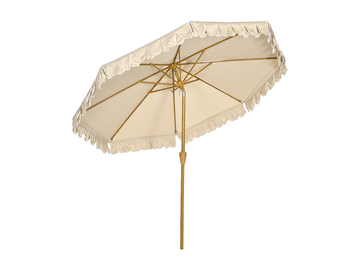 Parasol Ø264 cm met franjes, verstelbare helling, 8 baleinen, terras- en tuinparasol, kleur khaki (264x264x240 cm)