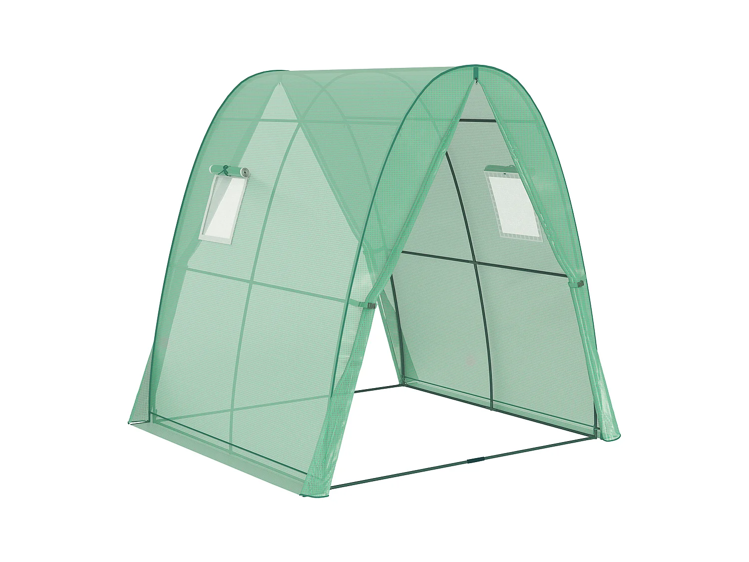 Tuinkas met roldeur, ramen, versterkt doek, staal, groen (180x180x200cm)