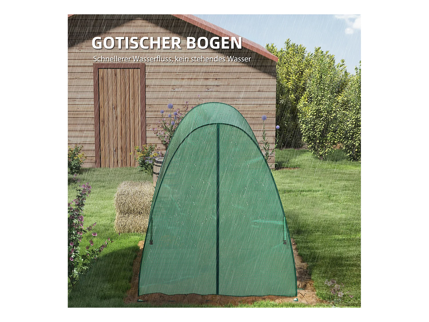Tuinkas met roldeur, ramen, versterkt doek, staal, groen (180x180x200cm)