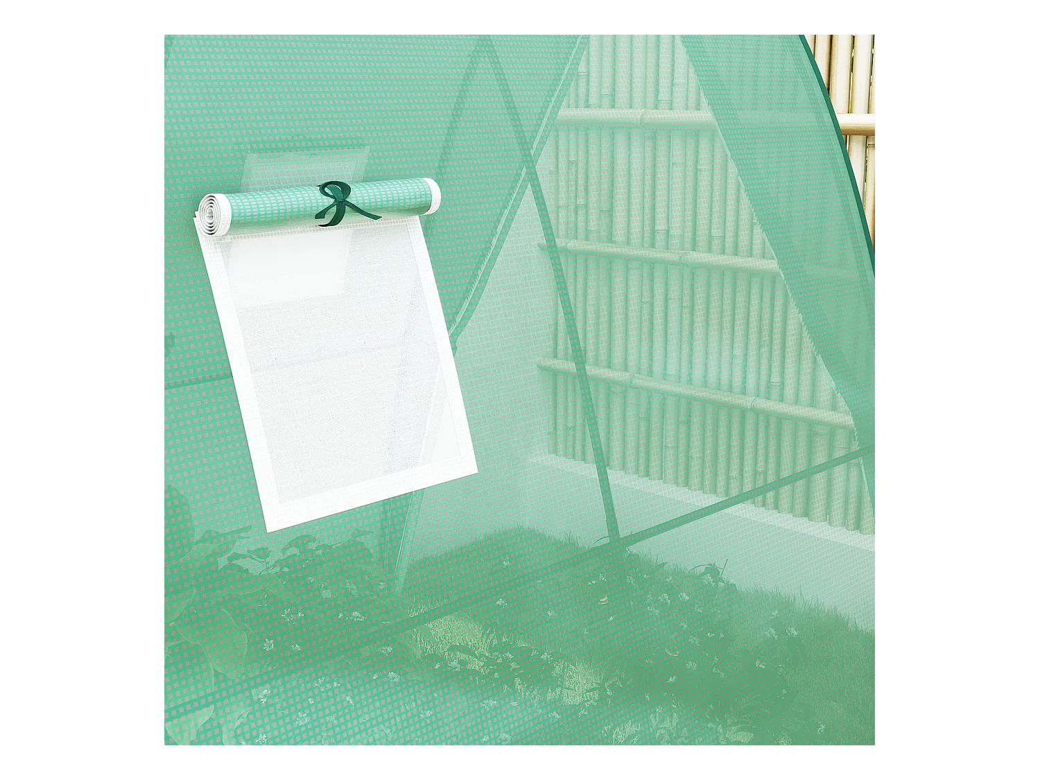 Tuinkas met roldeur, ramen, versterkt doek, staal, groen (180x180x200cm)