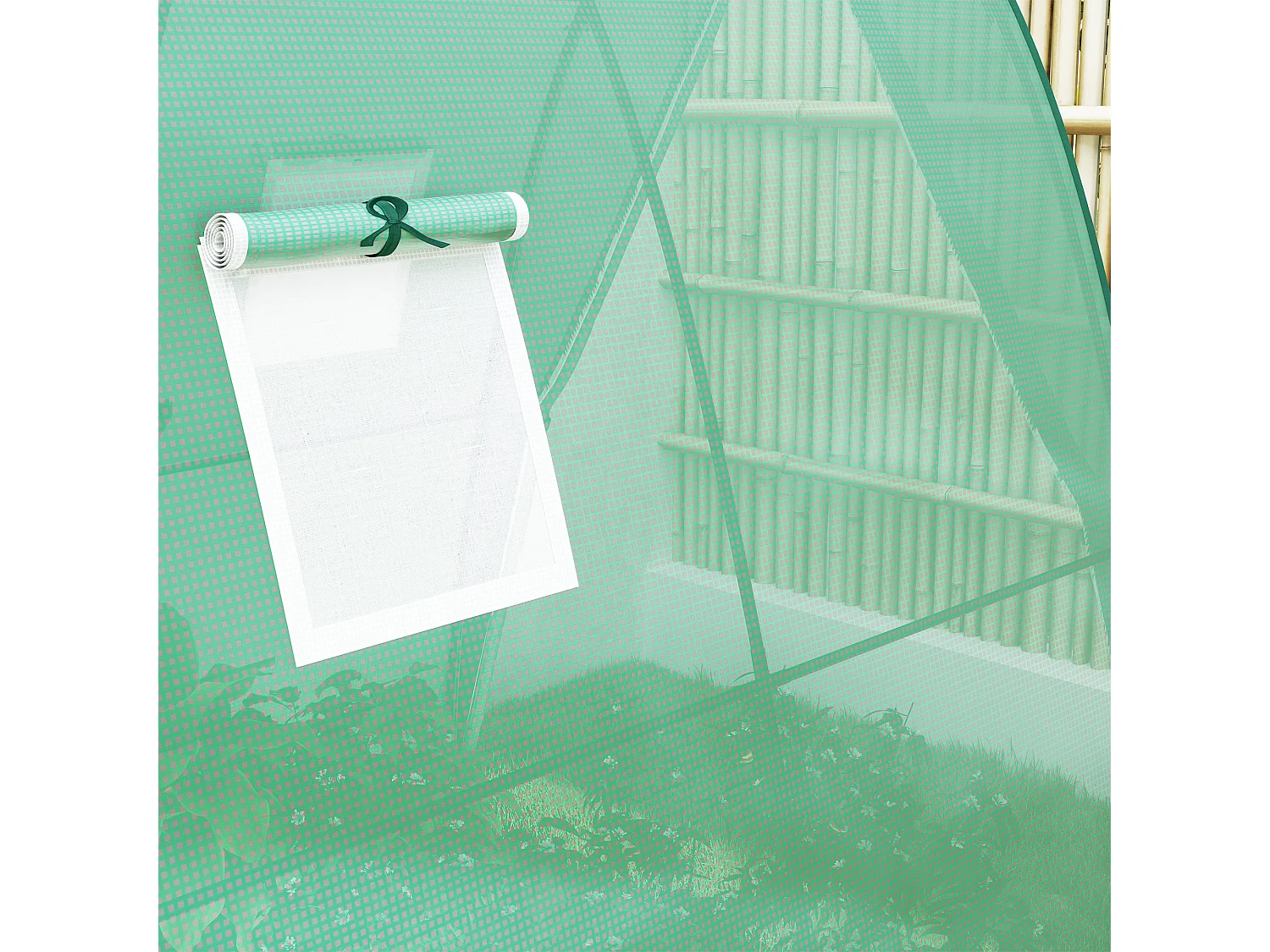 Serre de jardin avec porte roulante, fenêtres, toile renforcée, acier, vert (180x180x200cm)