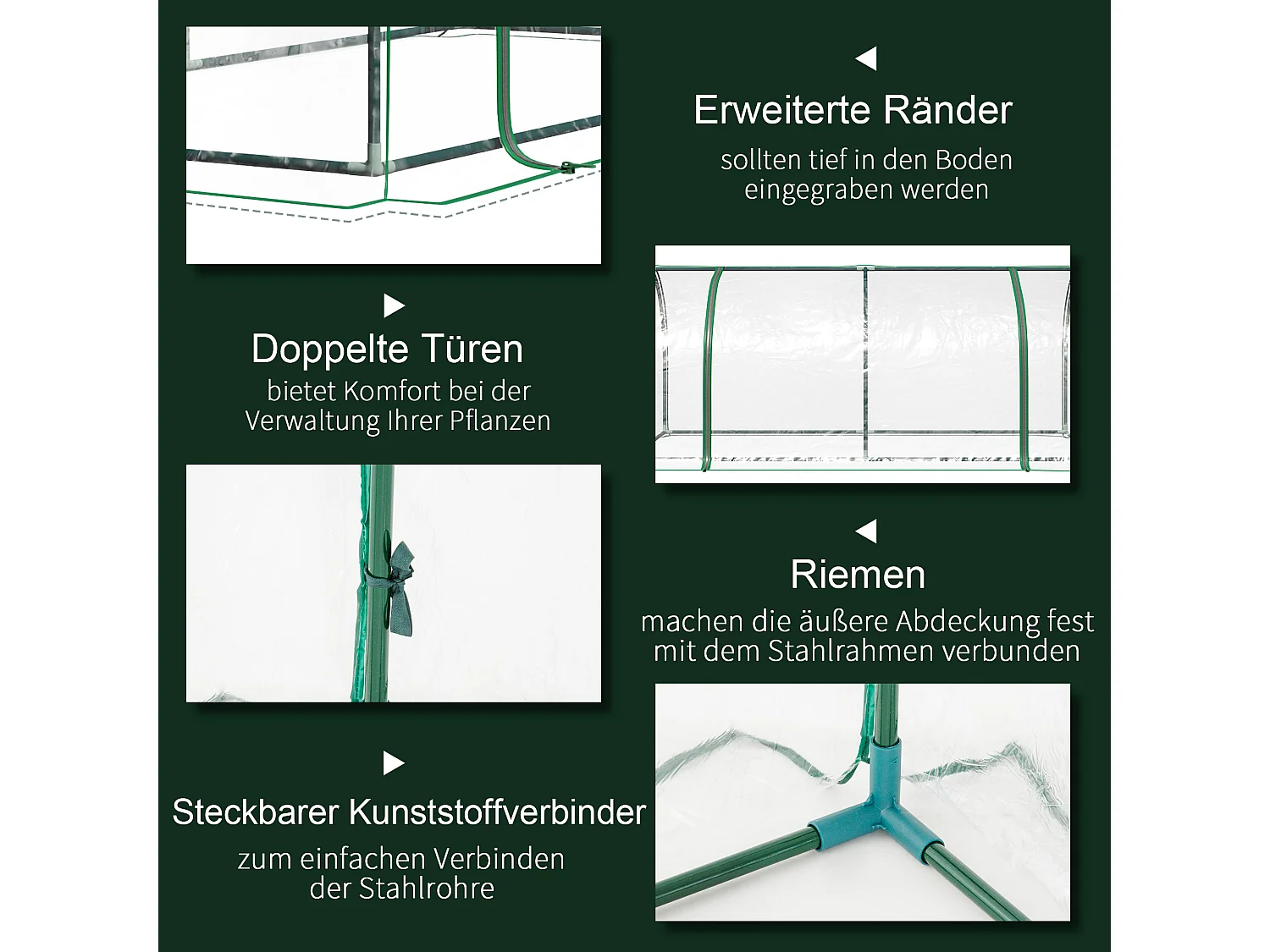 Serre de jardin avec porte, en métal et plastique, 200x100x80 cm, verte