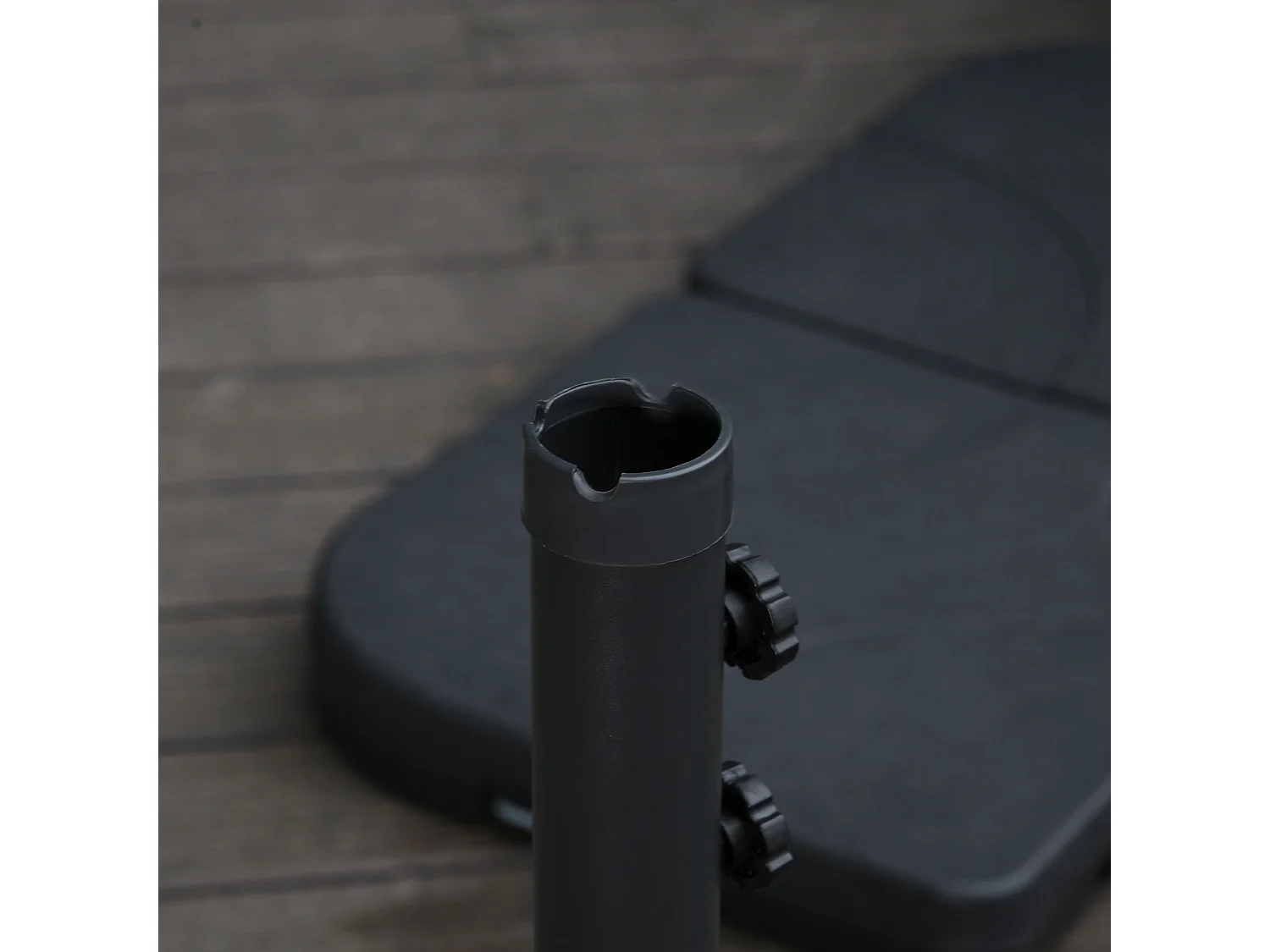 Parasol déporté à manivelle, structure acier et tissu polyester, noir (300x300x250cm)