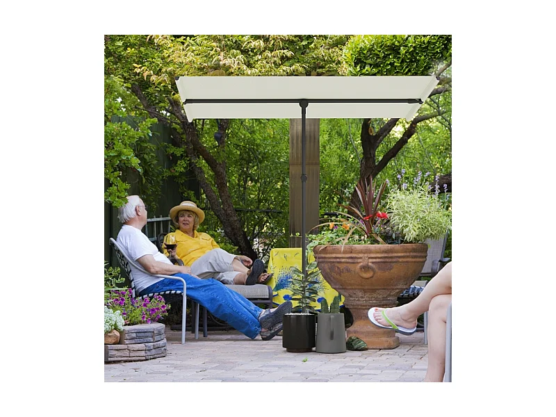 180° draaibare parasol, in hoogte verstelbaar, aluminium, beige (150x205x120-215 cm)