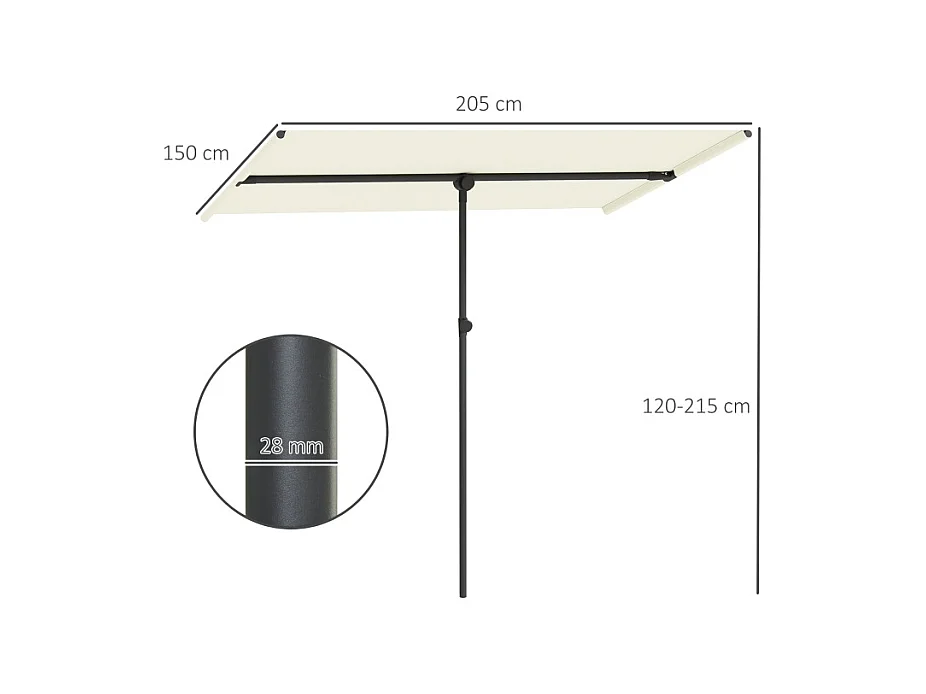 180° draaibare parasol, in hoogte verstelbaar, aluminium, beige (150x205x120-215 cm)