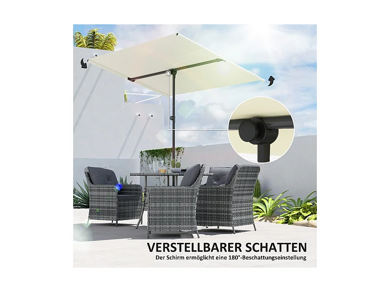 180° draaibare parasol, in hoogte verstelbaar, aluminium, beige (150x205x120-215 cm)