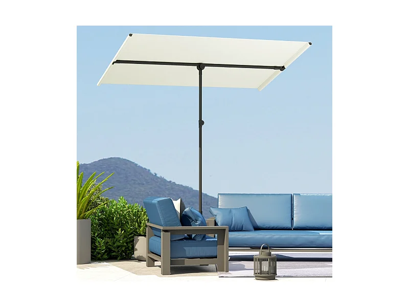 180° draaibare parasol, in hoogte verstelbaar, aluminium, beige (150x205x120-215 cm)