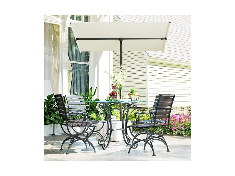 180° draaibare parasol, in hoogte verstelbaar, aluminium, beige (150x205x120-215 cm)