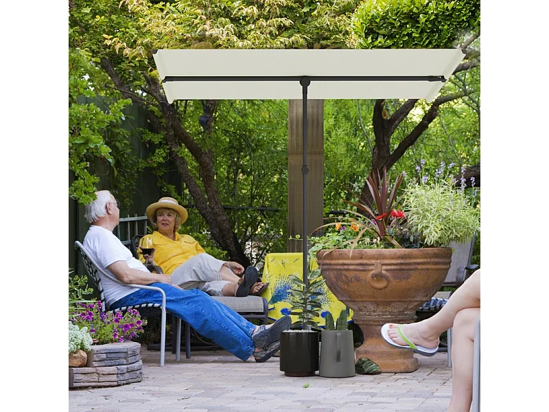 Parasol pivotant à 180°, réglable en hauteur, aluminium, beige (150x205x120-215 cm)