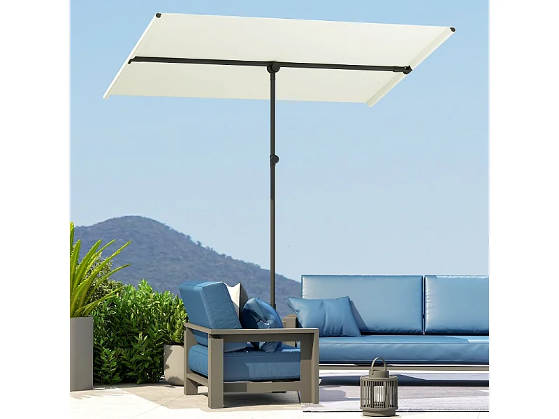 Parasol pivotant à 180°, réglable en hauteur, aluminium, beige (150x205x120-215 cm)