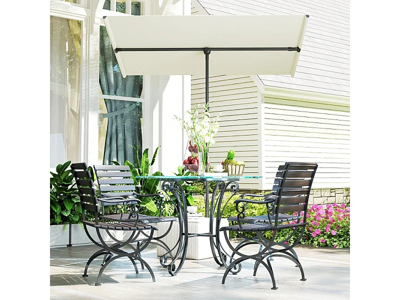 Parasol pivotant à 180°, réglable en hauteur, aluminium, beige (150x205x120-215 cm)