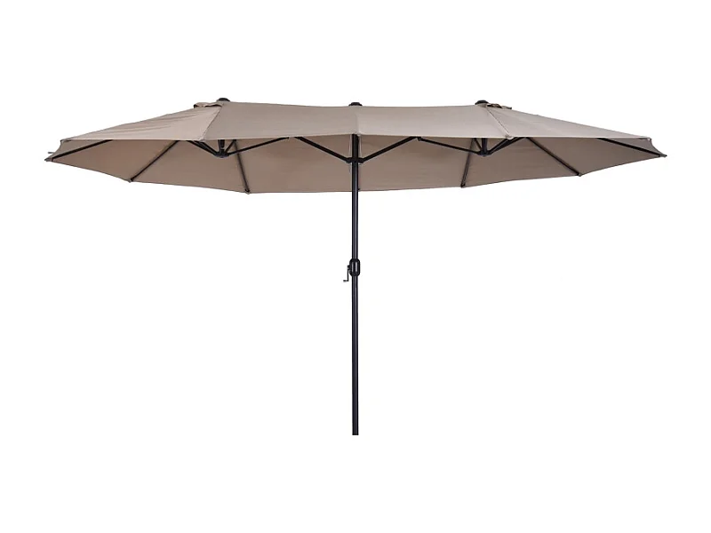 Dubbele parasol met slinger, polyester, licht koffiekleur (460x270x240 cm)