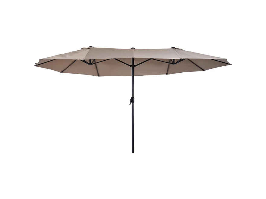 Dubbele parasol met slinger, polyester, licht koffiekleur (460x270x240 cm)