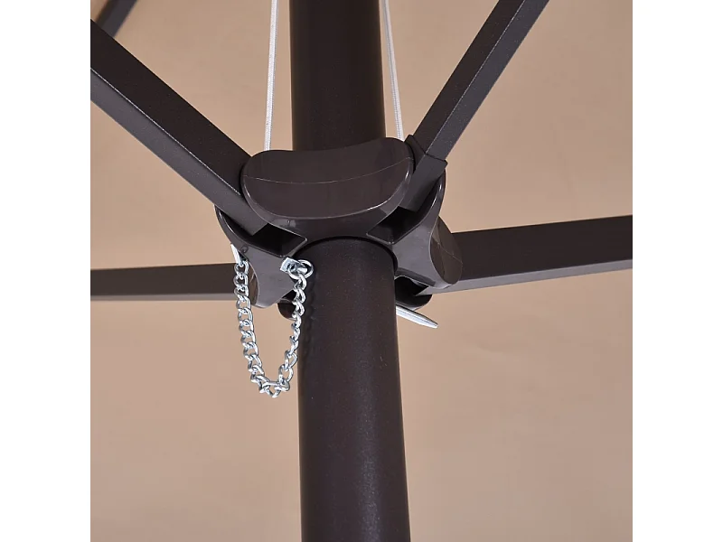 Dubbele parasol met slinger, polyester, licht koffiekleur (460x270x240 cm)