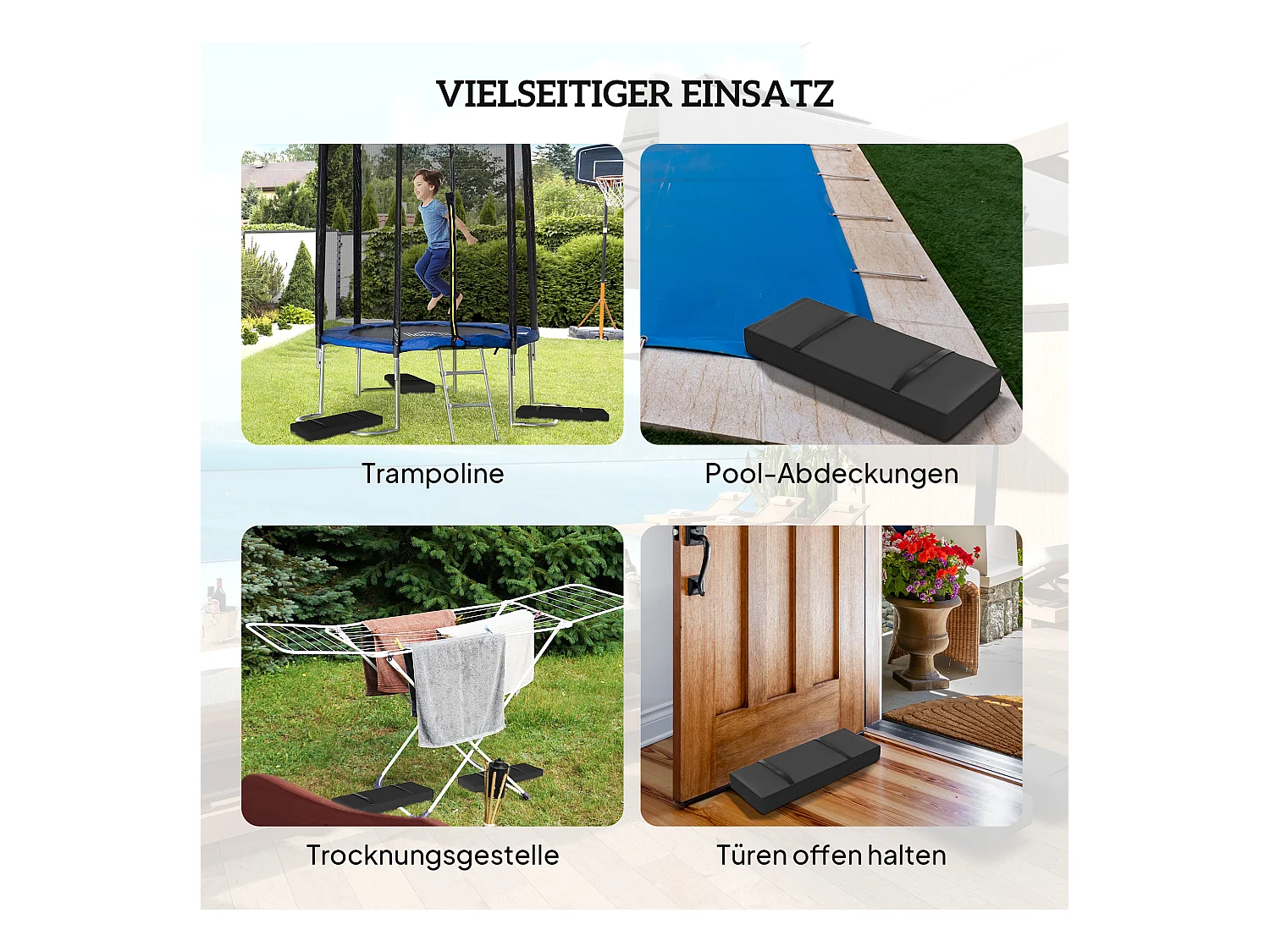 2-delige gewichtszakken, vulbaar tot 25 kg, 600D Oxford-stof, zwart, gewicht voor parasolvoet (76x30x11cm)