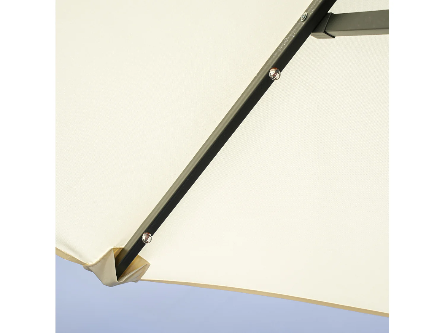 Dubbele parasol met LED en verstelbare helling, in polyester en staal, beige (292x150x218 cm)