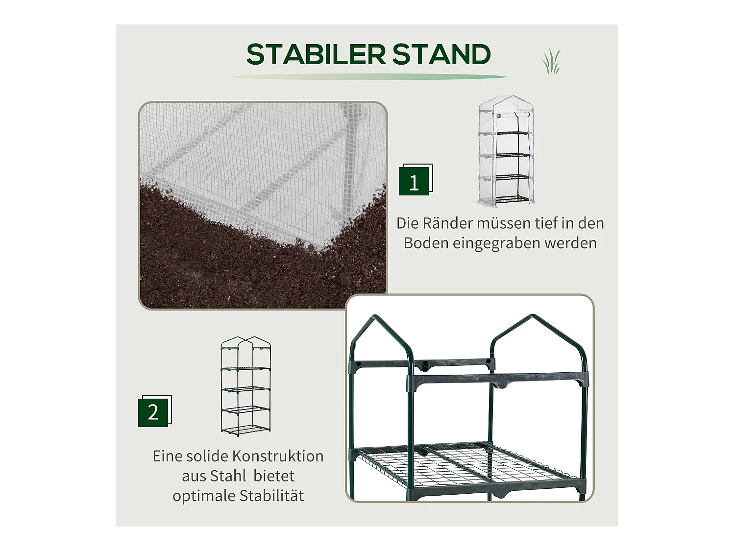 Plantenkas, met 4 planken, PVC, wit (70x50x160 cm)