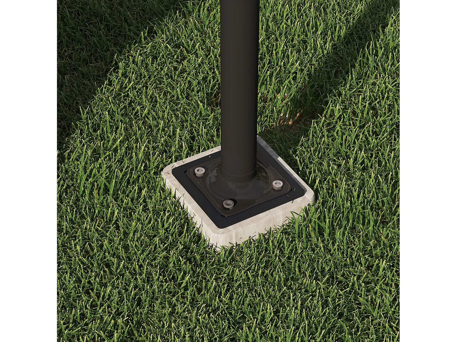 Vierkante betonnen parasolvoet met verstelbare bevestiging, metaal, donkergrijs (16,5x16,5x40cm)