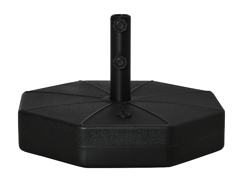 Base stabile per ombrellone, riempibile con acqua o sabbia, HDPE nero, Ø60x36cm