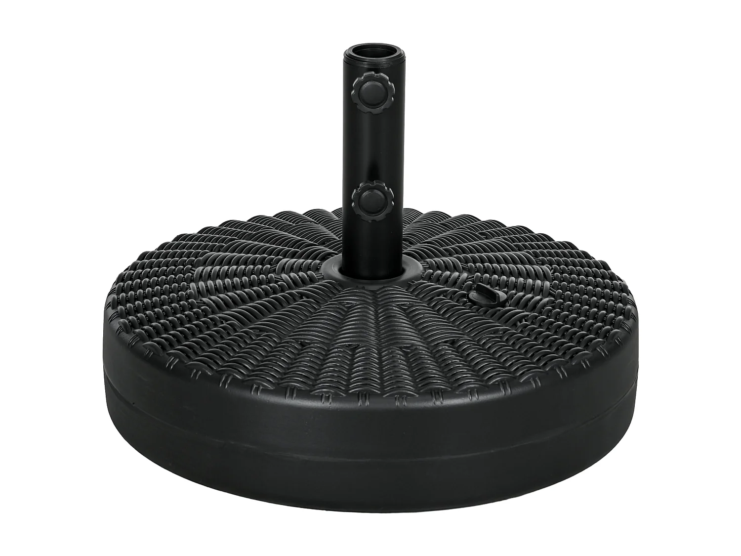 Rotan parasolvoet, steun voor paal Ø38/48mm, HDPE, zwart, draagvermogen tot 29kg (51x51x36 cm)