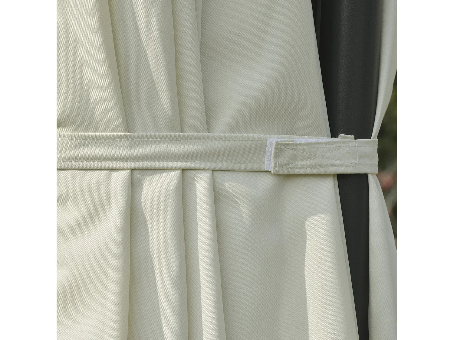 Dubbele parasol, metaal, crème (440x270x250 cm)