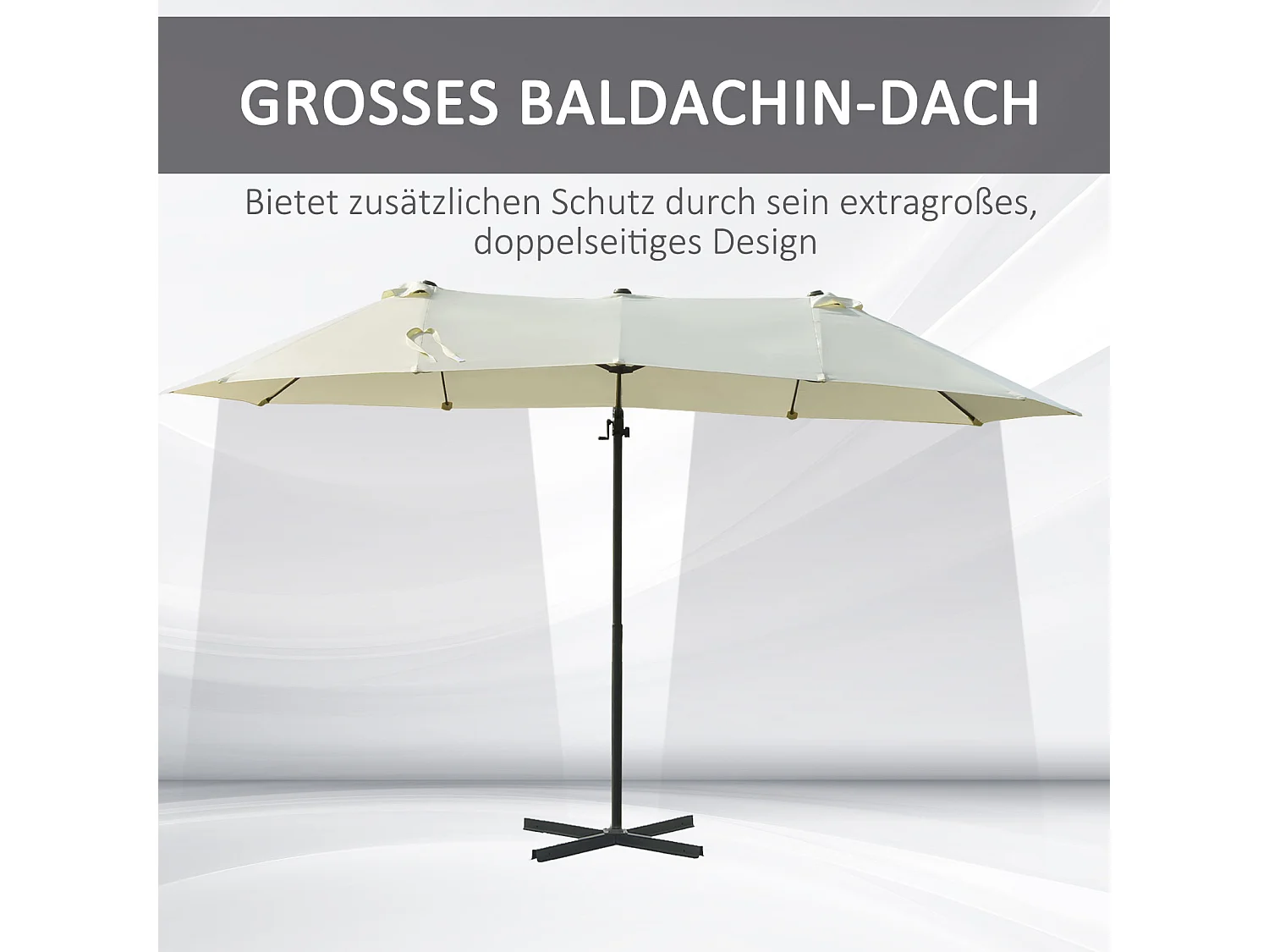 Parasol double, Métal, Crème (440x270x250 cm)
