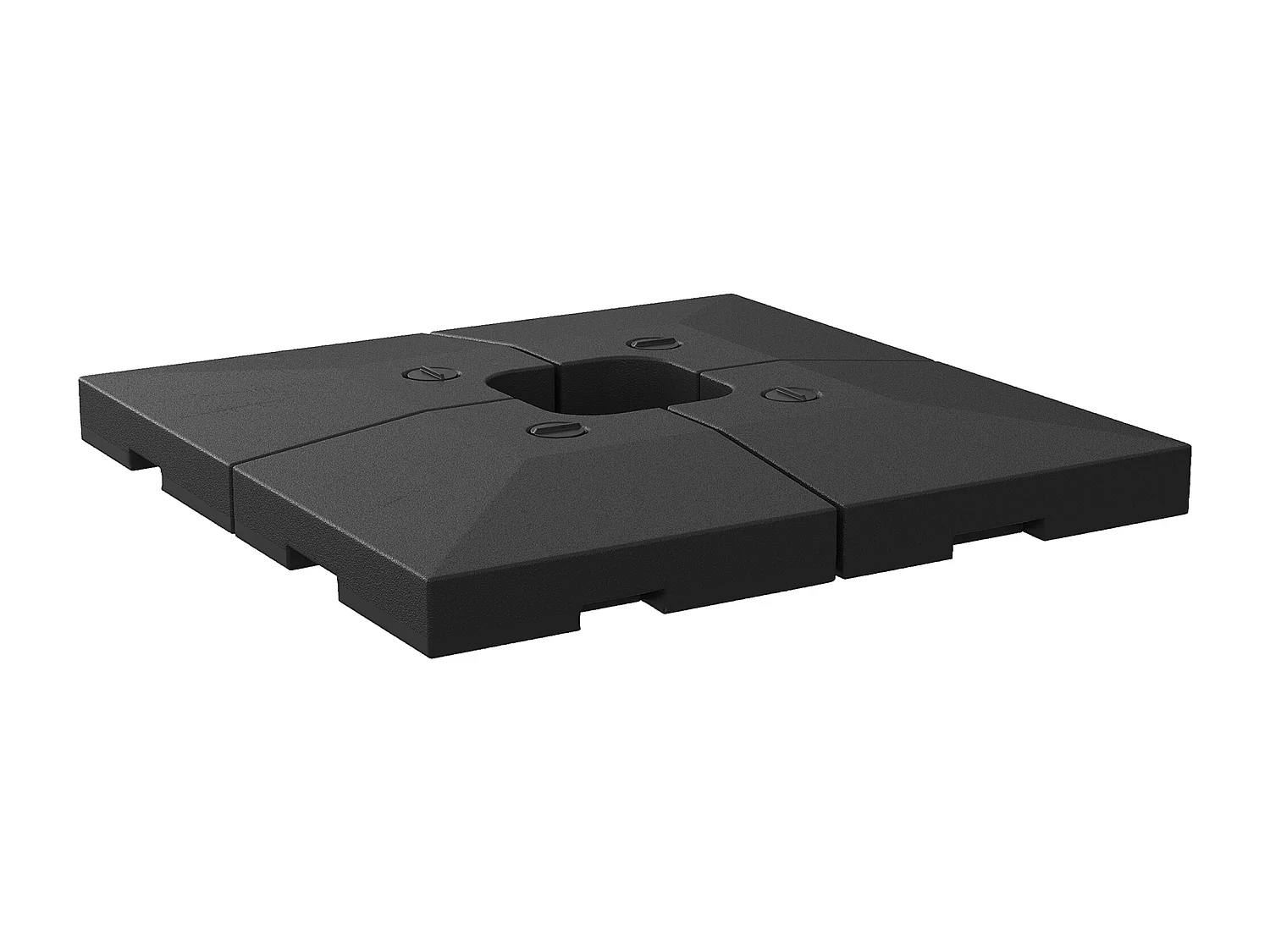 Parasolgewicht 4-delig, vulbaar met zand of water, HDPE, zwart (51x51x12 cm)