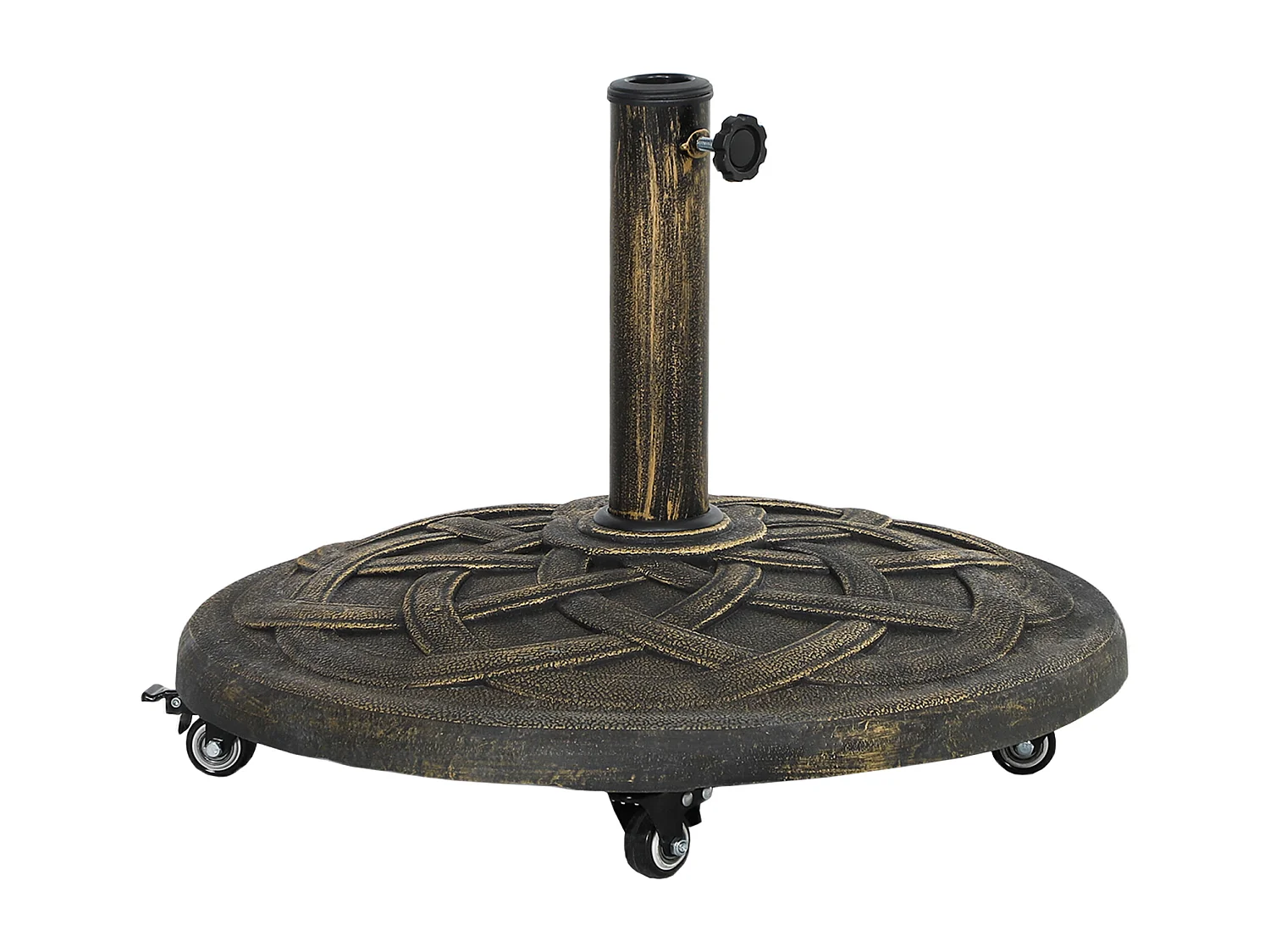 Ronde mobiele parasolvoet, beton en metaal, wielen met remmen, brons (54,5x54,5x40,5cm)