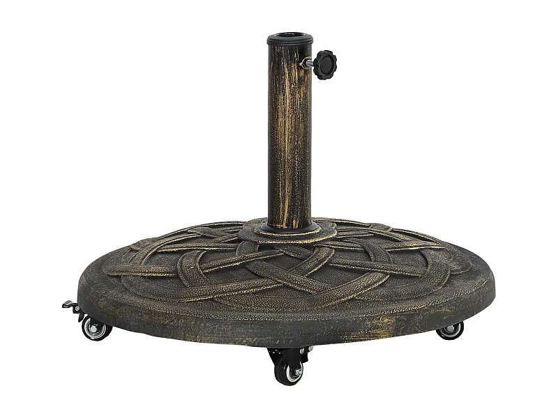 Ronde mobiele parasolvoet, beton en metaal, wielen met remmen, brons (54,5x54,5x40,5cm)