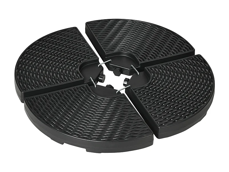 Gewicht voor kruisvoetparasol, 52 kg water of 68 kg zand, weerbestendig HDPE, zwart (100x100x8 cm)