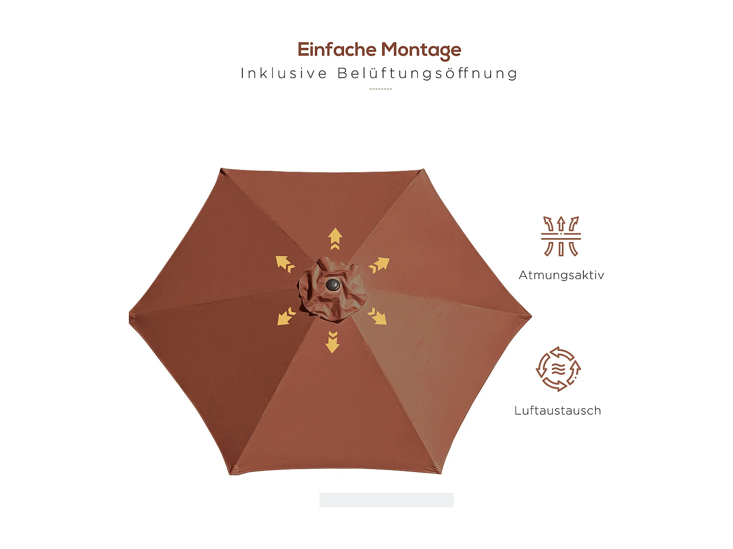 Kantelbare parasol met slinger, aluminium en 180g/m² polyester, bruin (Ø2,7xH2,35 m)