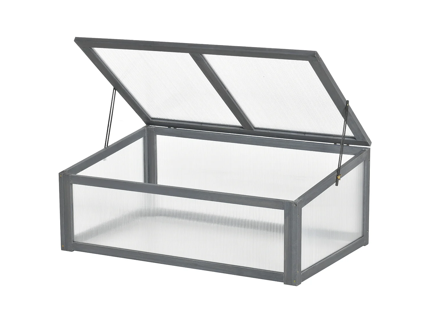 Mini serre en bois pour plantes, avec couverture UV, conception inclinée, gris, (100x65x40 cm)