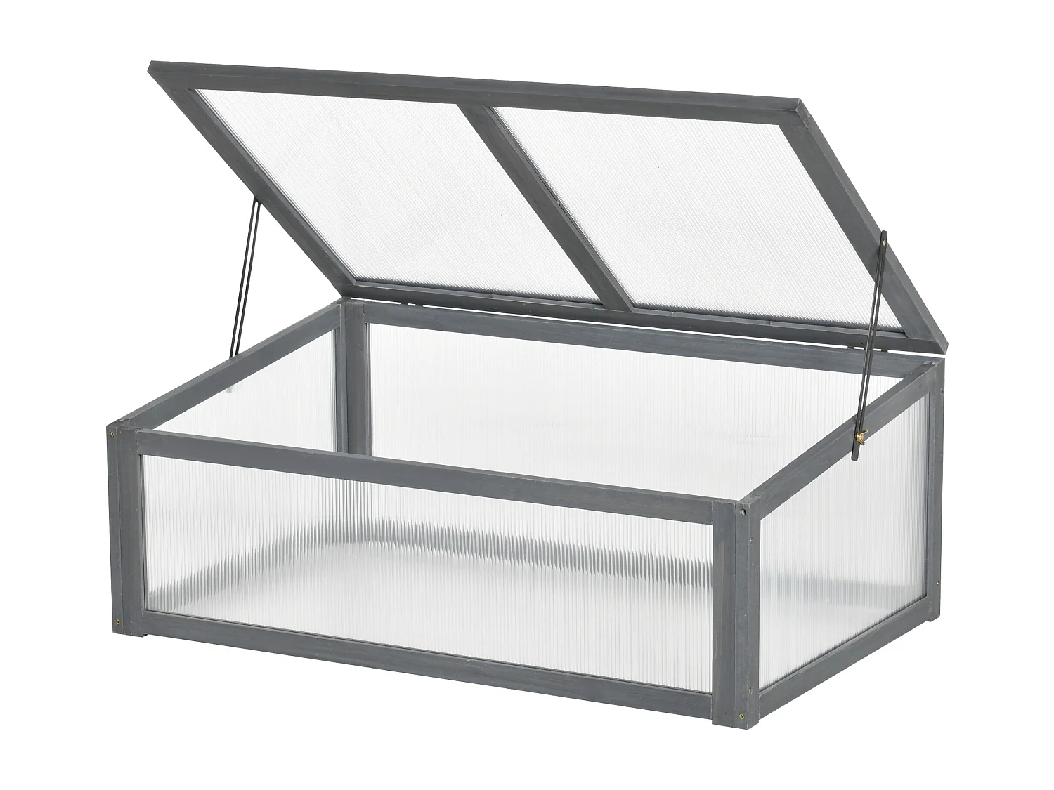 Mini houten plantenkas met UV-bescherming, schuin design, grijs (100x65x40 cm)